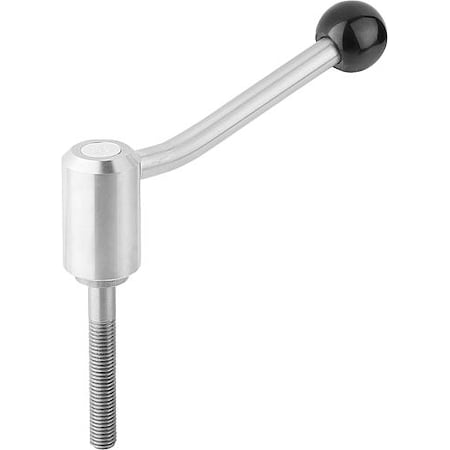 Adjustable Tension Levers In Stainless, With Ext. Thread, 20°, Metric